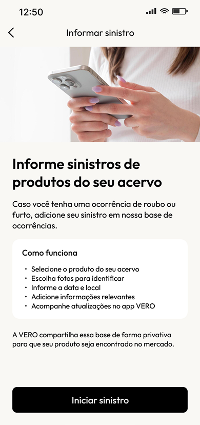 Vero+ Registro de Sinistro